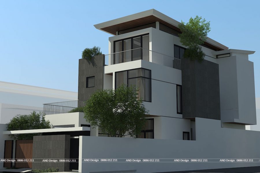 <span>Kiến trúc</span>Biệt thự với sân vườn trên tầng 1